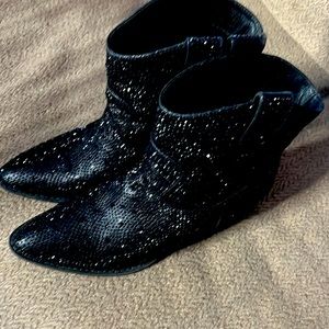 Black chrome sparkly boots